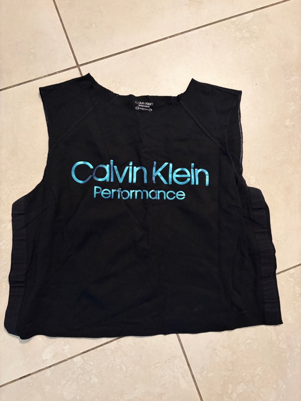 Calvin Klein Black Performance Tank with Teal Logo
